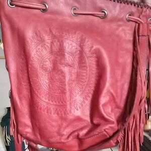 Red Leather Fringe Bag